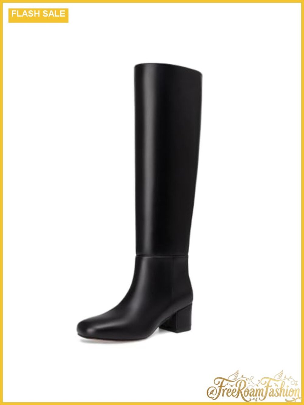 Women's Knee High Boots Chunky Low Heel Faux Leather Tall Fall Boots